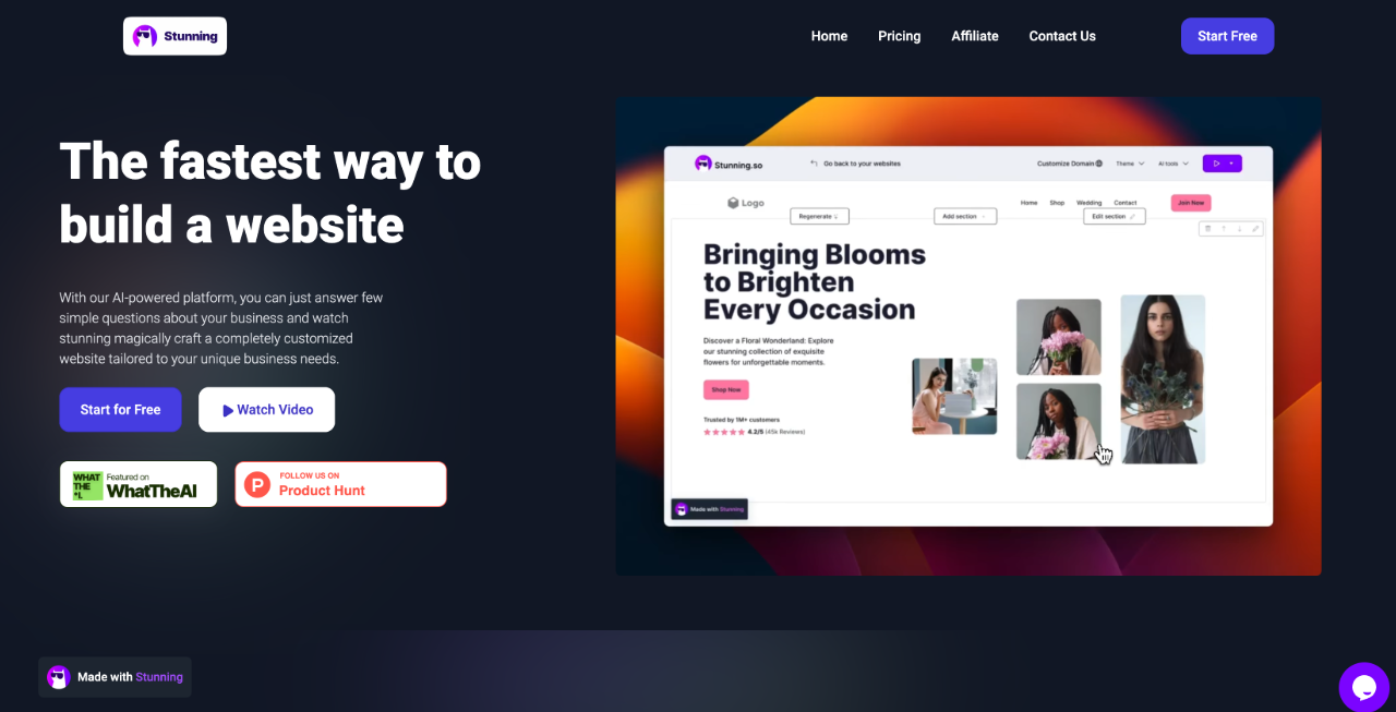 Stunning.ai：簡單易用的AI快速建站工具