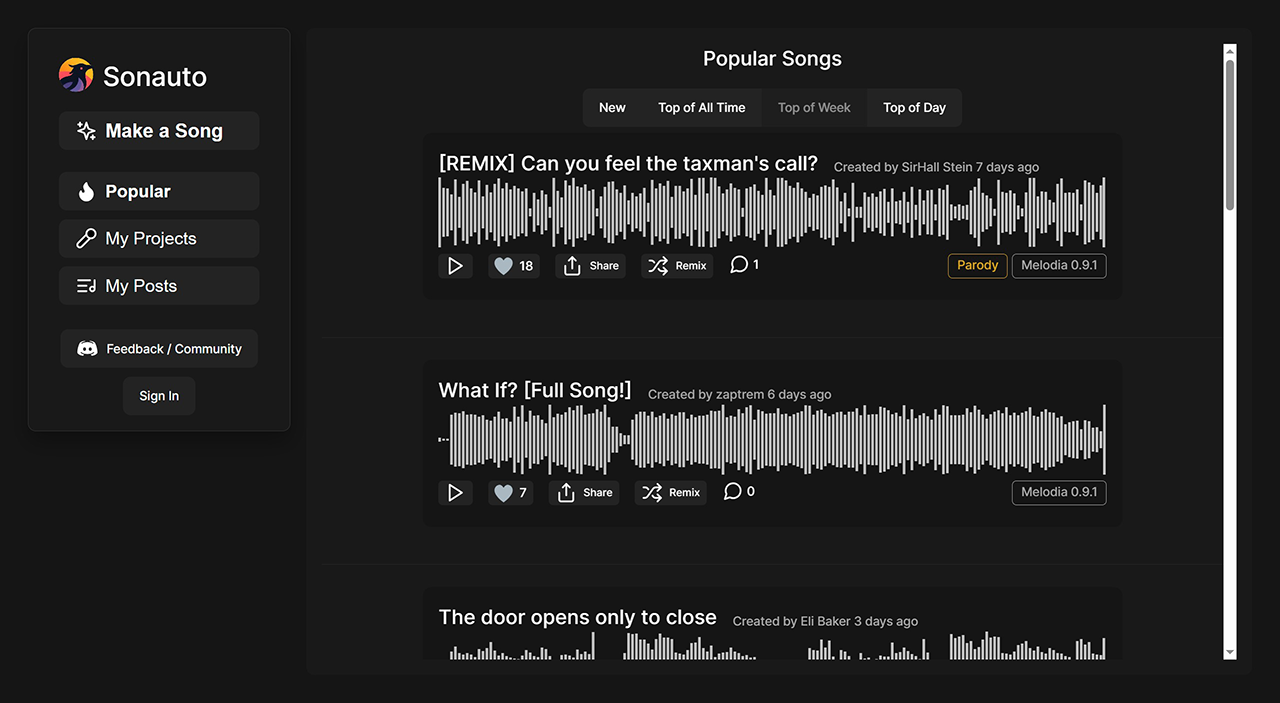 Sonauto AI：將提示、歌詞或旋律轉(zhuǎn)換為任何風(fēng)格的完整歌曲。