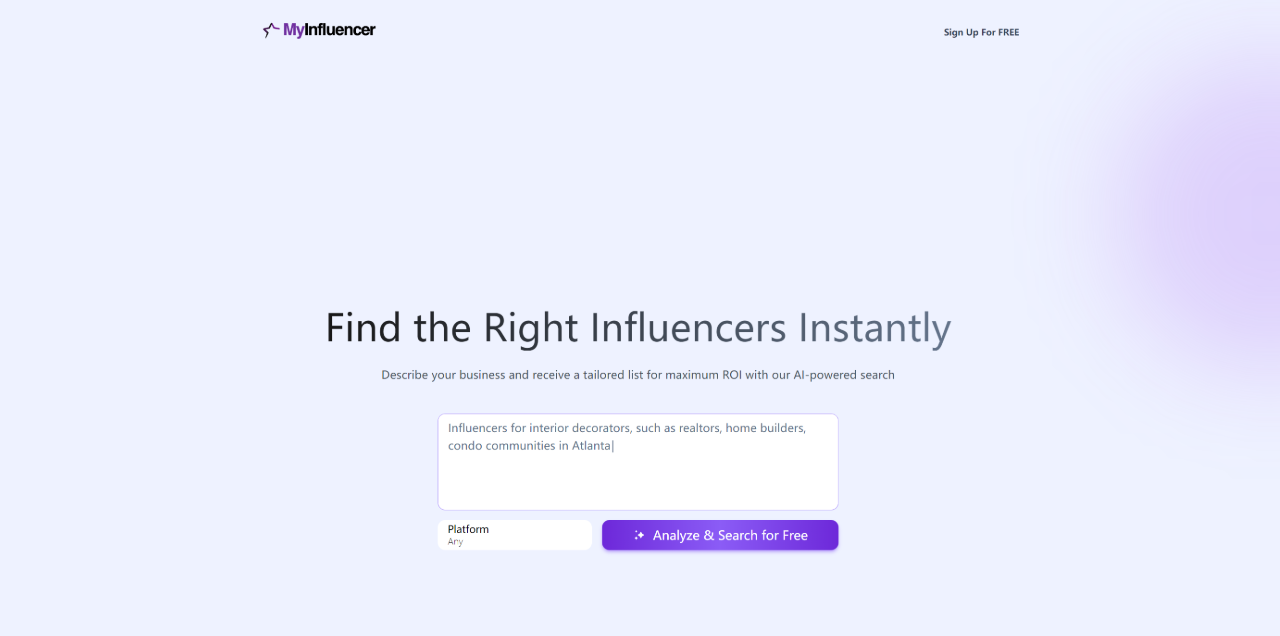 myinfluencer：AI驅(qū)動網(wǎng)紅搜索工具